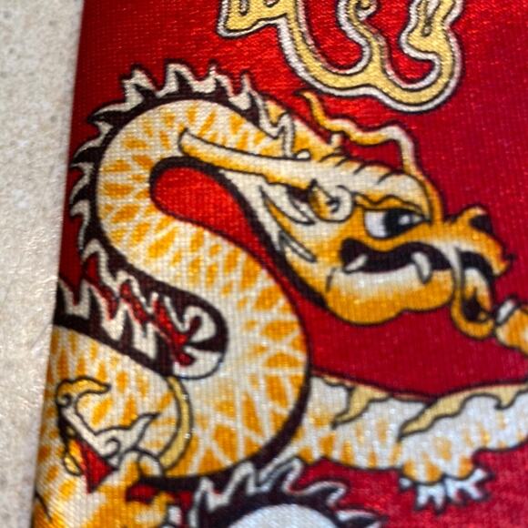 Chinese Red Dragon Tie Silk - Picture 2 of 4